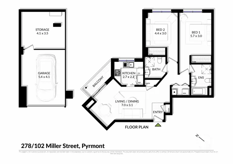 Floorplan of Homely apartment listing, 278/102 Miller Street, Pyrmont NSW 2009
