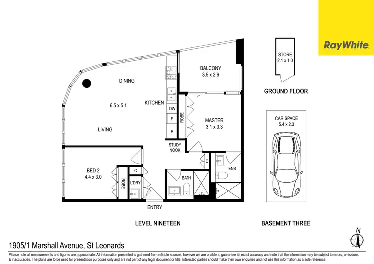 Floorplan of Homely unit listing, 1905/1 Marshall Avenue, St Leonards NSW 2065