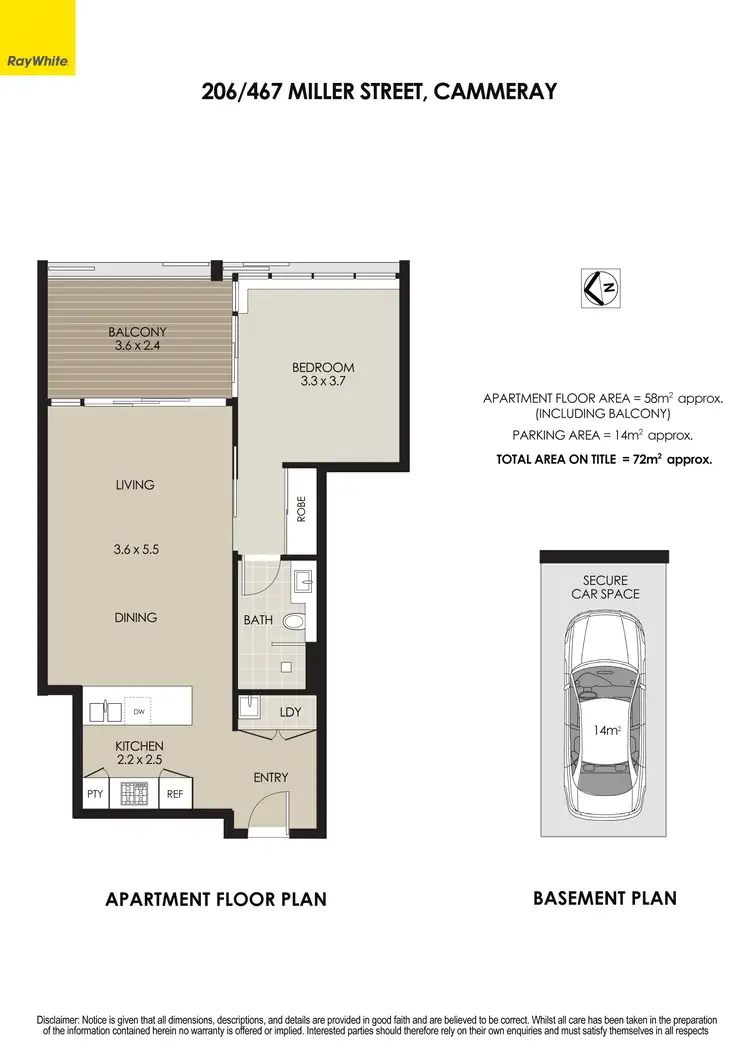 Floorplan of Homely apartment listing, 206/467 Miller Street, Cammeray NSW 2062
