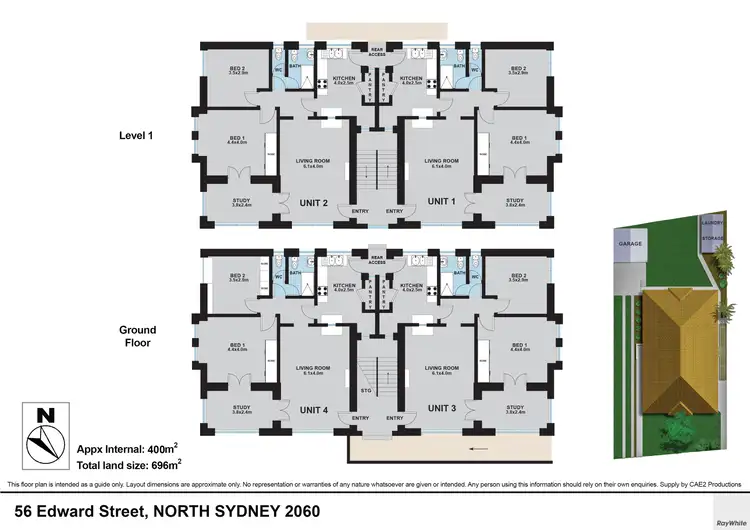 Floorplan of Homely block of units listing, 1-4/56 Edward Street, North Sydney NSW 2060