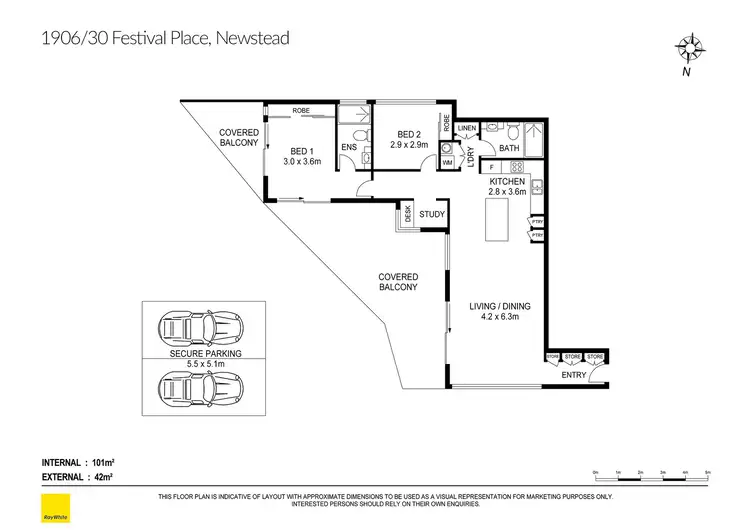 Floorplan of Homely apartment listing, 1906/30 Festival Place, Newstead QLD 4006