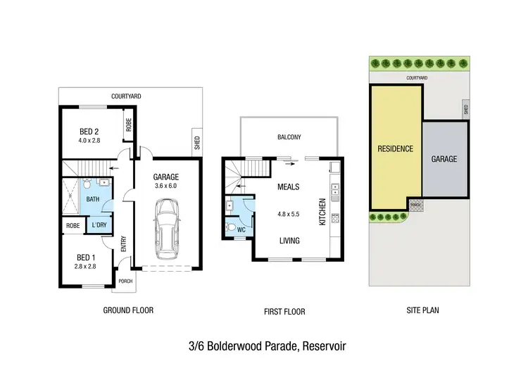 Floorplan of Homely townhouse listing, 3/6 Boldrewood Parade, Reservoir VIC 3073