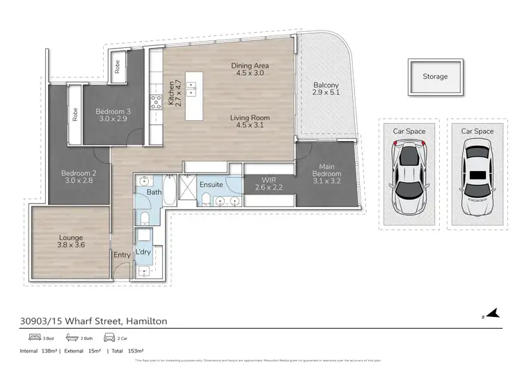 Floorplan of Homely apartment listing, 30903/15 Wharf Street, Hamilton QLD 4007