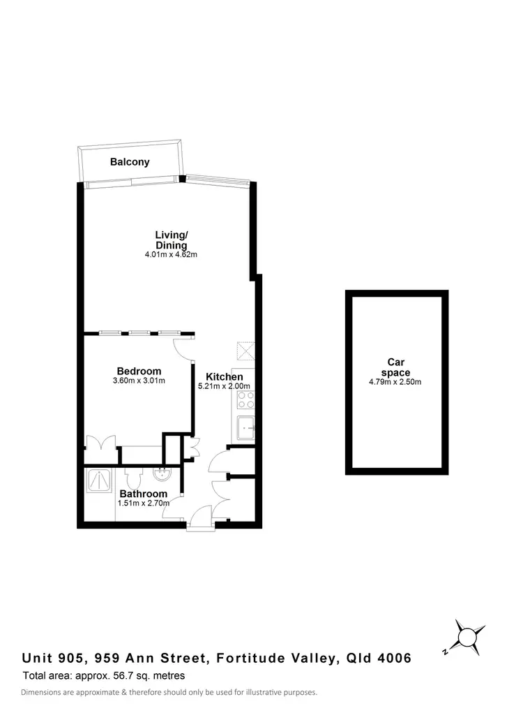 Floorplan of Homely apartment listing, 905/959 Ann Street, Fortitude Valley QLD 4006