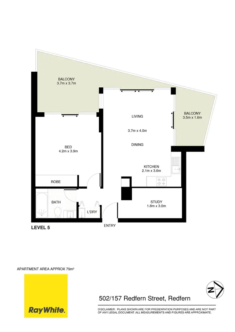 Floorplan of Homely apartment listing, 502/157 Redfern Street, Redfern NSW 2016