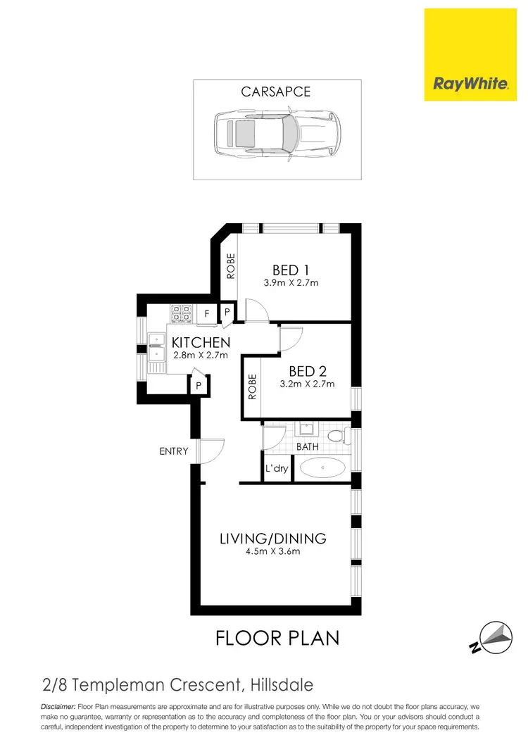 Floorplan of Homely apartment listing, 2/8 Templeman Crescent, Hillsdale NSW 2036