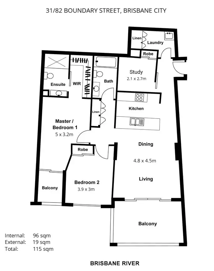 Floorplan of Homely apartment listing, 31/82 Boundary Street, Brisbane City QLD 4000