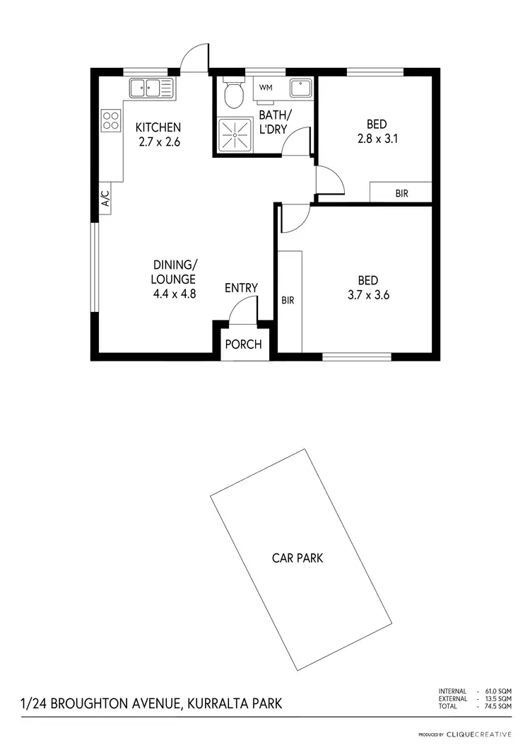 Floorplan of Homely unit listing, 1/24 Broughton Avenue, Kurralta Park SA 5037