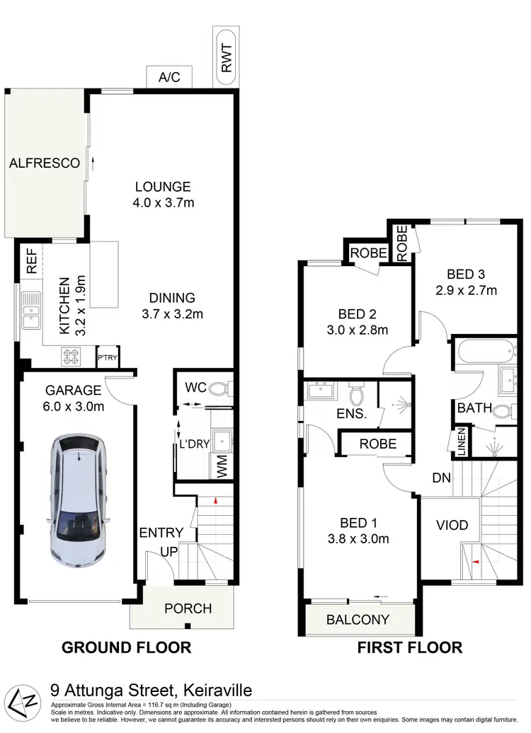Floorplan of Homely semi-detached listing, 9 Attunga Street, Keiraville NSW 2500