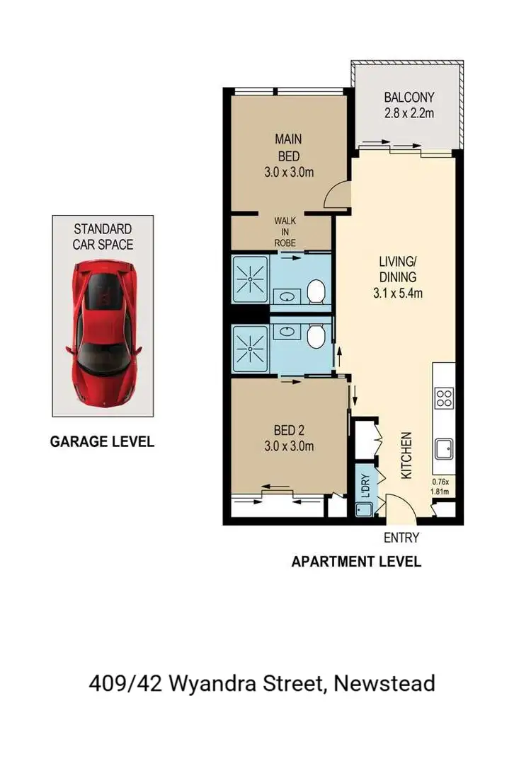 Floorplan of Homely apartment listing, 409/42 Wyandra Street, Newstead QLD 4006