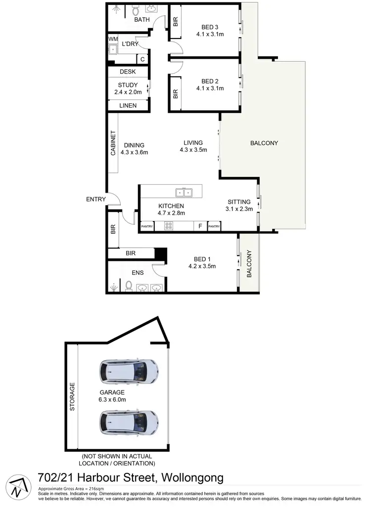 Floorplan of Homely apartment listing, 702/21 Harbour Street, Wollongong NSW 2500