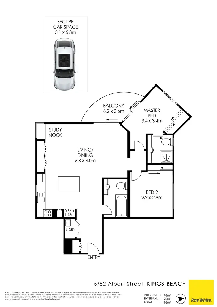 Floorplan of Homely unit listing, 5/82 Albert Street, Kings Beach QLD 4551