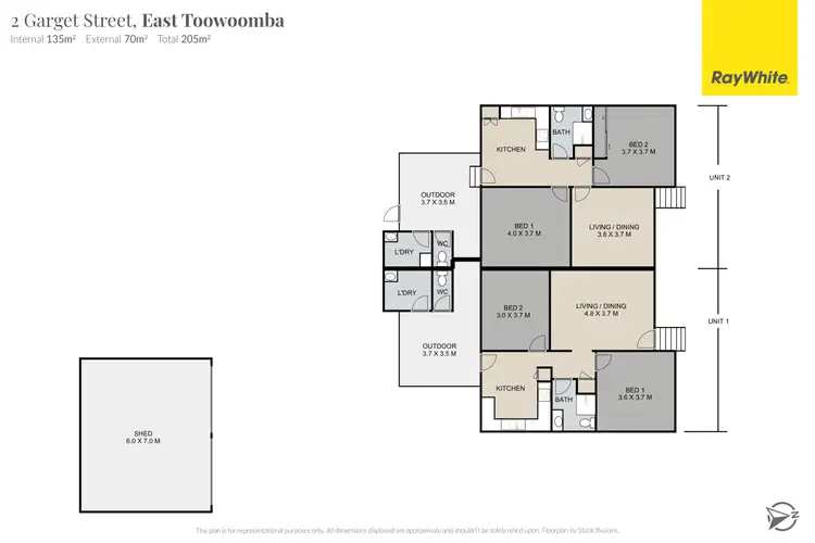Floorplan of Homely semi-detached listing, 2 Garget Street, East Toowoomba QLD 4350