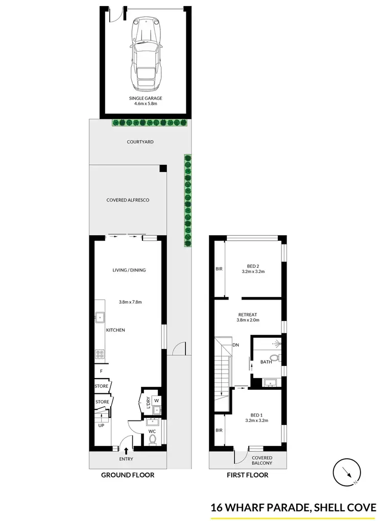 Floorplan of Homely semi-detached listing, 16 Wharf Parade, Shell Cove NSW 2529