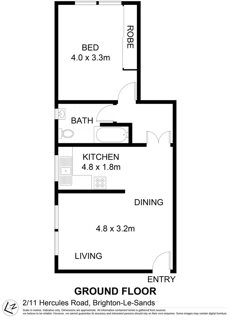 Floorplan of Homely unit listing, 2/11 Hercules Road, Brighton-Le-Sands NSW 2216