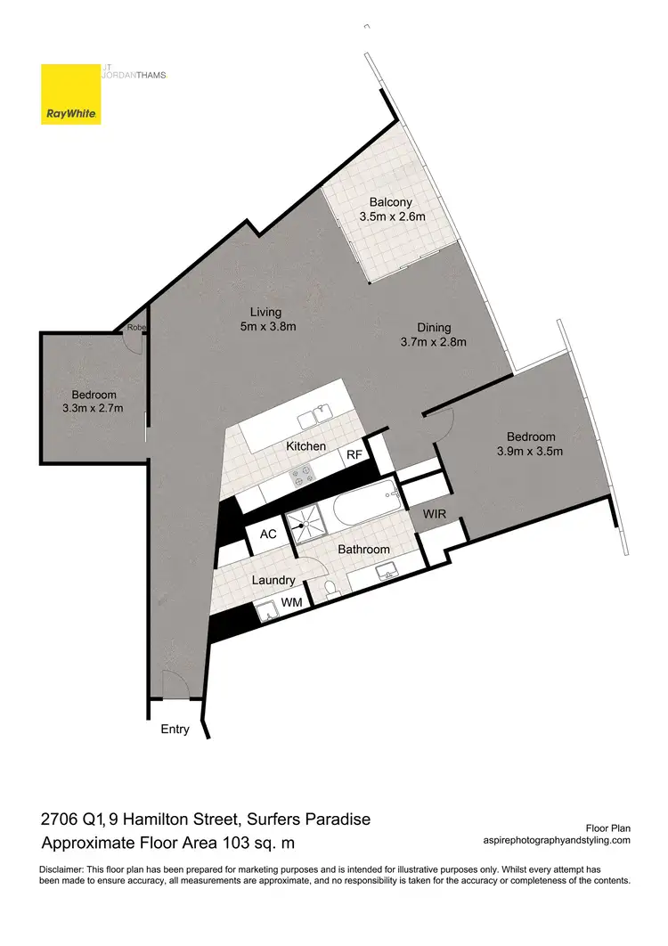 Floorplan of Homely apartment listing, 2706/9 Hamilton Avenue, Surfers Paradise QLD 4217