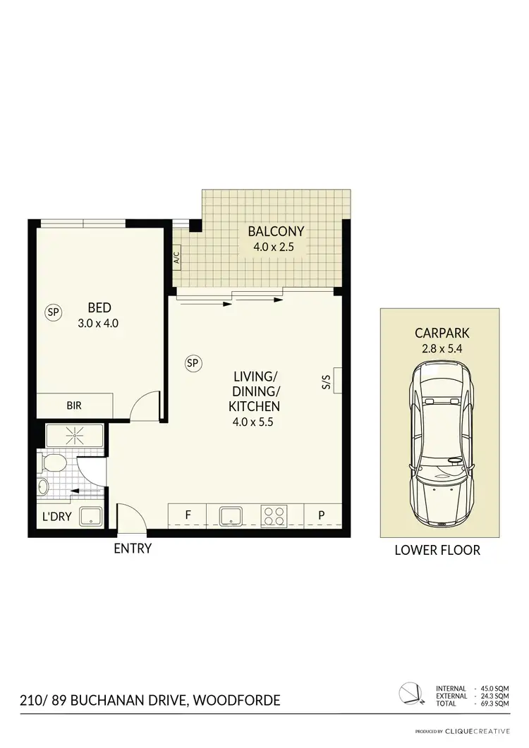 Floorplan of Homely apartment listing, 210/89 Buchanan Drive, Woodforde SA 5072