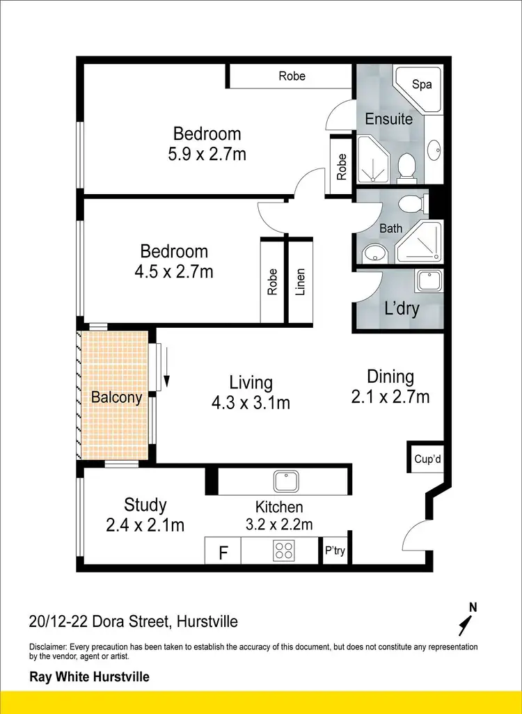 Floorplan of Homely apartment listing, 20/12-22 Dora Street, Hurstville NSW 2220