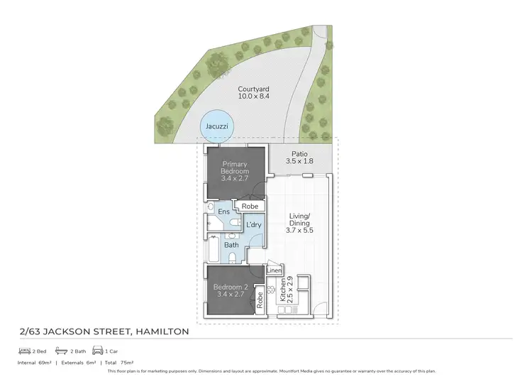 Floorplan of Homely apartment listing, 2/63 Jackson Street, Hamilton QLD 4007