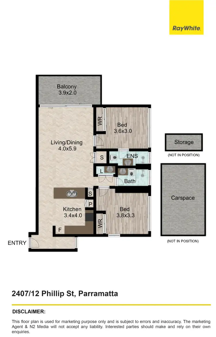Floorplan of Homely apartment listing, 2407/12 Phillip Street, Parramatta NSW 2150