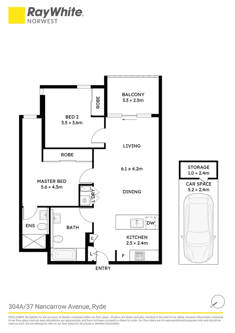 Floorplan of Homely apartment listing, 304A/37 Nancarrow Avenue, Ryde NSW 2112