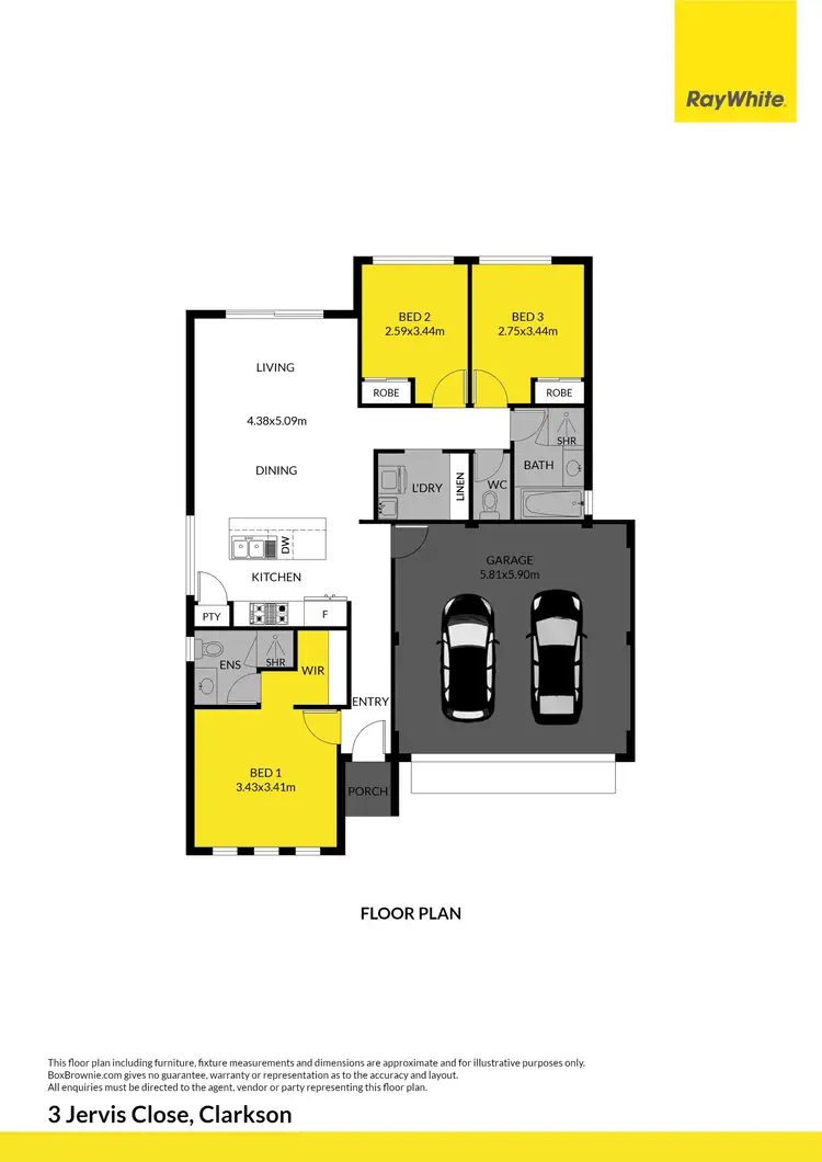 Floorplan of Homely house listing, 3 Jervis Close, Clarkson WA 6030