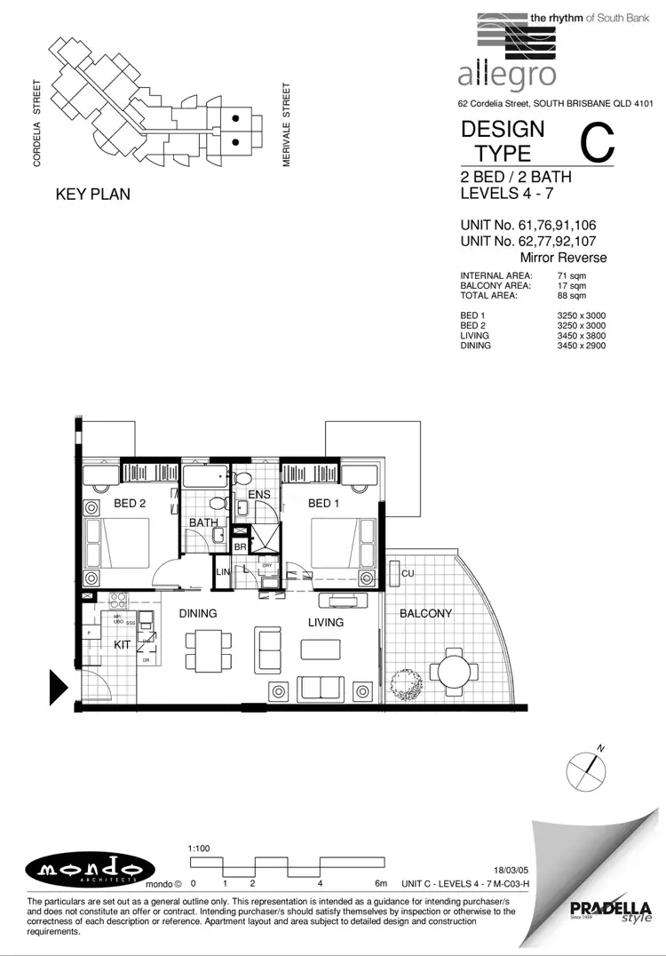 Floorplan of Homely apartment listing, 91/62 Cordelia Street, South Brisbane QLD 4101