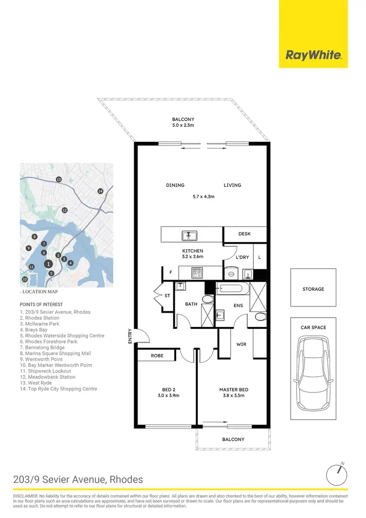 Floorplan of Homely apartment listing, 203/9 Sevier Avenue, Rhodes NSW 2138