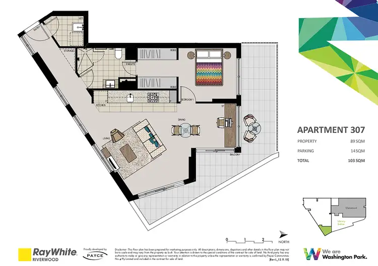 Floorplan of Homely apartment listing, 307/11 Washington Avenue, Riverwood NSW 2210