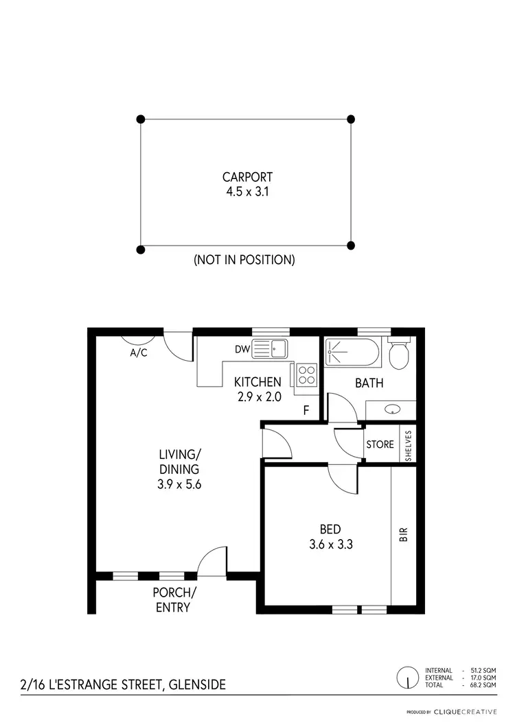 Floorplan of Homely unit listing, 2/16 L'Estrange Street, Glenside SA 5065