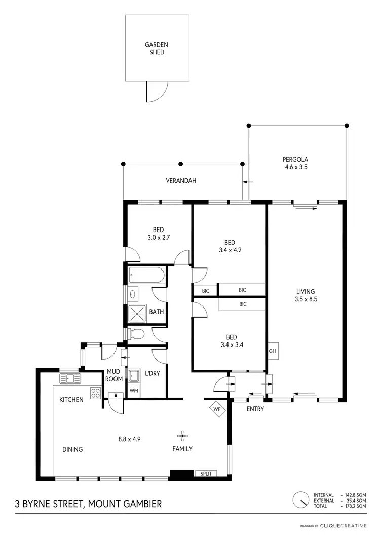 Floorplan of Homely house listing, 3 Byrne Street, Mount Gambier SA 5290