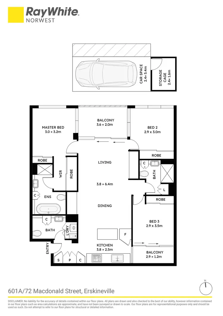 Floorplan of Homely apartment listing, 601A/72 Macdonald Street, Erskineville NSW 2043