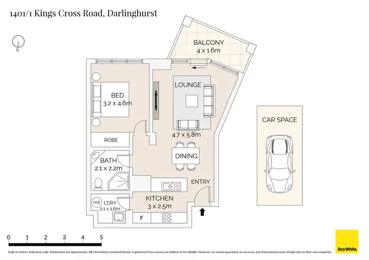 Floorplan of Homely apartment listing, 1401/1 Kings Cross Road, Darlinghurst NSW 2010