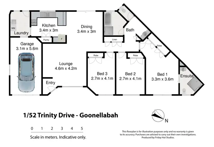 Floorplan of Homely semi-detached listing, 1/52 Trinity Drive, Goonellabah NSW 2480