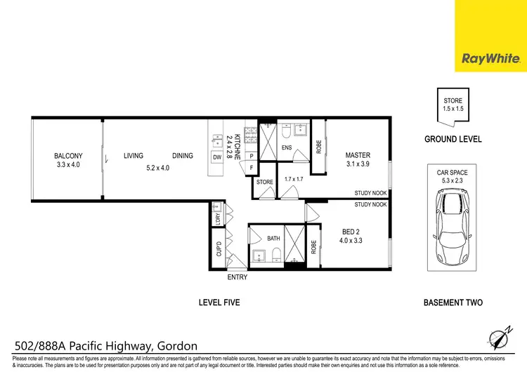 Floorplan of Homely unit listing, 502/888A Pacific Highway (Entry via Fitzsimons Lane), Gordon NSW 2072