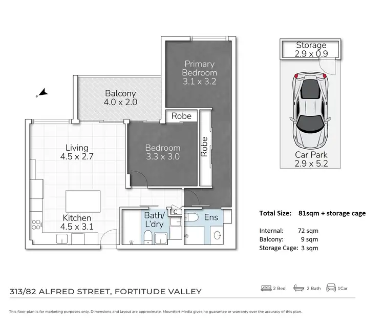 Floorplan of Homely unit listing, 313/82 Alfred Street, Fortitude Valley QLD 4006