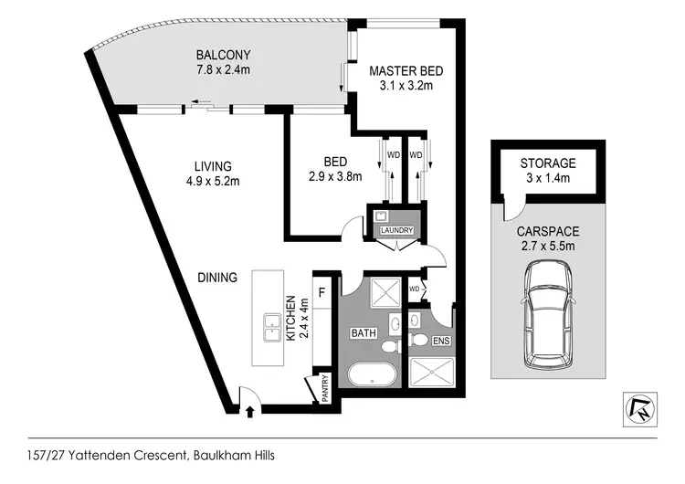 Floorplan of Homely apartment listing, 157/27 Yattenden Crescent, Baulkham Hills NSW 2153