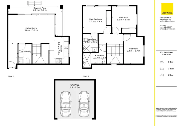 Floorplan of Homely townhouse listing, 2/22 Paris Street, Carlton NSW 2218