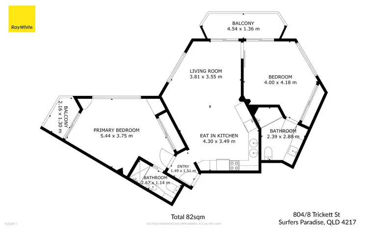 Floorplan of Homely apartment listing, 804/8-12 Trickett Street, Surfers Paradise QLD 4217