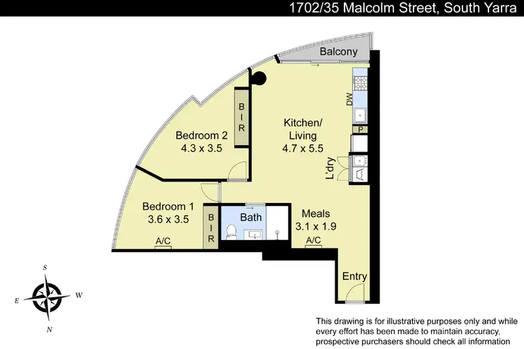 Floorplan of Homely apartment listing, 1702/35 Malcolm Street, South Yarra VIC 3141