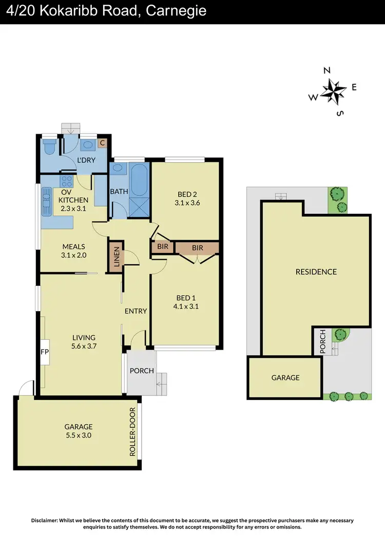 Floorplan of Homely unit listing, 4/20 Kokaribb Road, Carnegie VIC 3163
