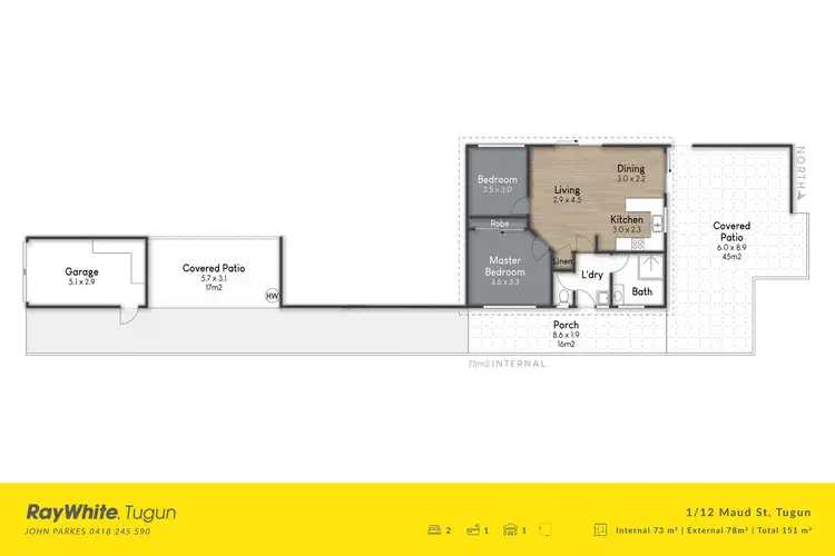 Floorplan of Homely semi-detached listing, 1/12 Maud Street, Tugun QLD 4224