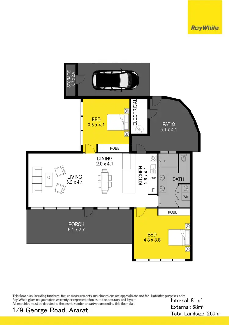 Floorplan of Homely unit listing, 1/9 George Road, Ararat VIC 3377