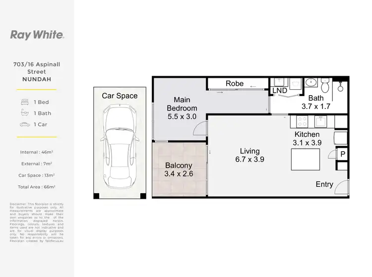 Floorplan of Homely apartment listing, 703/16 Aspinall Street, Nundah QLD 4012