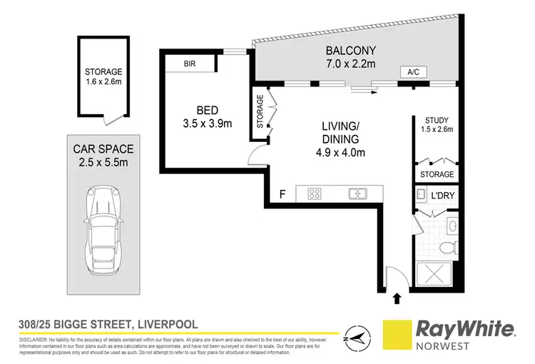 Floorplan of Homely apartment listing, 308/25 Bigge Street, Liverpool NSW 2170