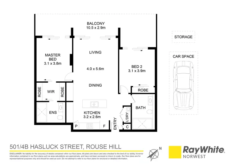 Floorplan of Homely apartment listing, 501/4B Hasluck Street, Rouse Hill NSW 2155