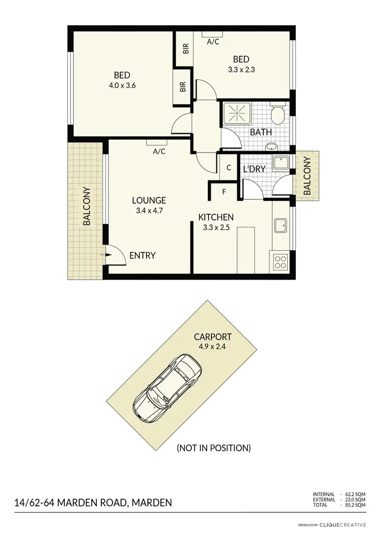 Floorplan of Homely apartment listing, 14/62-64 Marden Road, Marden SA 5070
