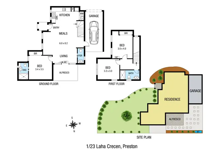 Floorplan of Homely townhouse listing, 1/23 Laha Crescent, Preston VIC 3072