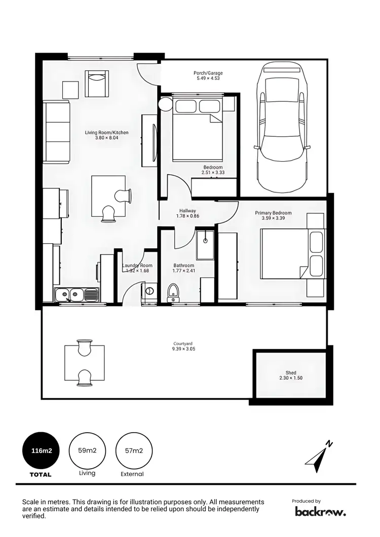 Floorplan of Homely unit listing, 2/5 Fussell Place, Alberton SA 5014