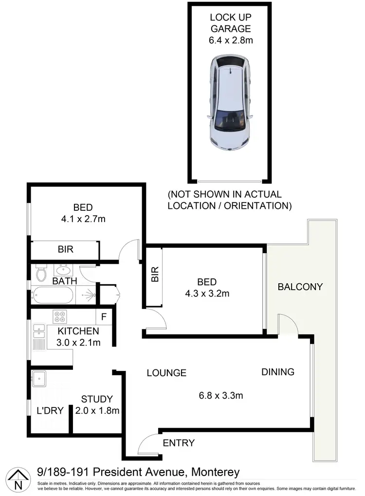 Floorplan of Homely unit listing, 9/189-191 President Avenue, Monterey NSW 2217